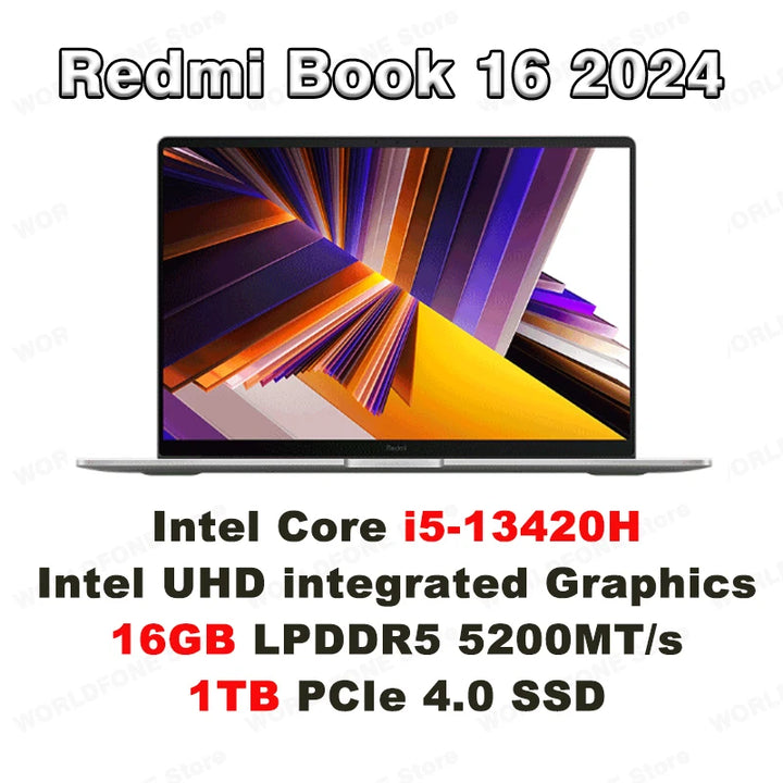 Portátil Xiaomi RedmiBook 16 Intel UHD I5-12450H/I5-13500H 16G 512G/1T SSD Pantalla de 16 Pulgadas 60Hz/120Hz Mi Notebook