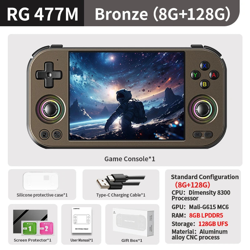 Consola de Juegos Retro Portátil Anbernic RG477M, Pantalla LTPS In-Cell de 4.7 Pulgadas y 1280*960, Android 14, Aluminio CNC, Batería de 5300 mAh, Reproductor de Juegos Portátil