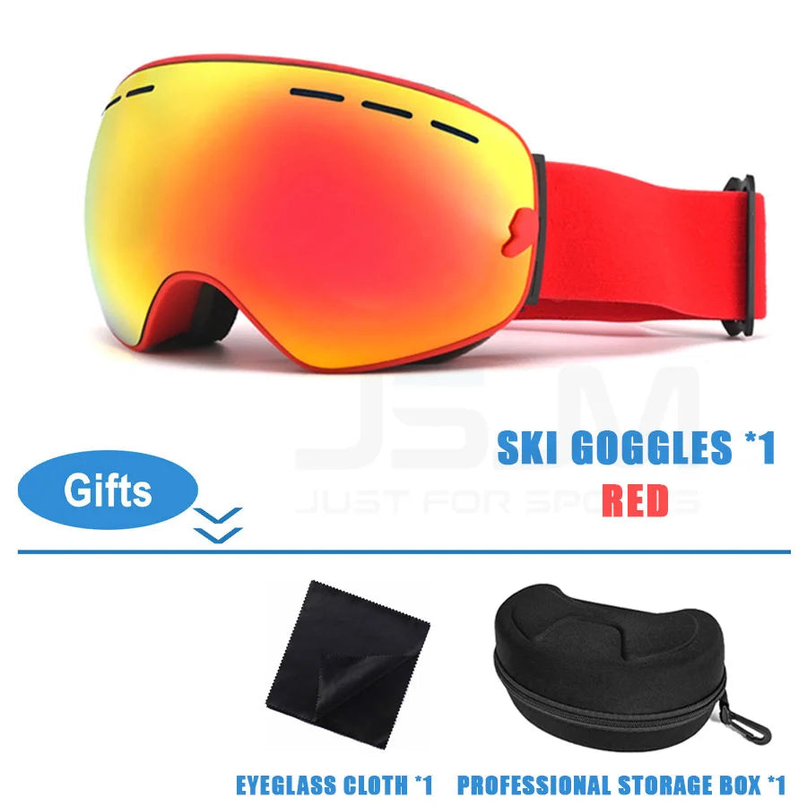 JSJM-Juego de gafas de esquí profesionales para hombre y mujer, lentes antiniebla UV400 para Snowboard, motos de nieve, Navidad, Año Nuevo, el mejor regalo