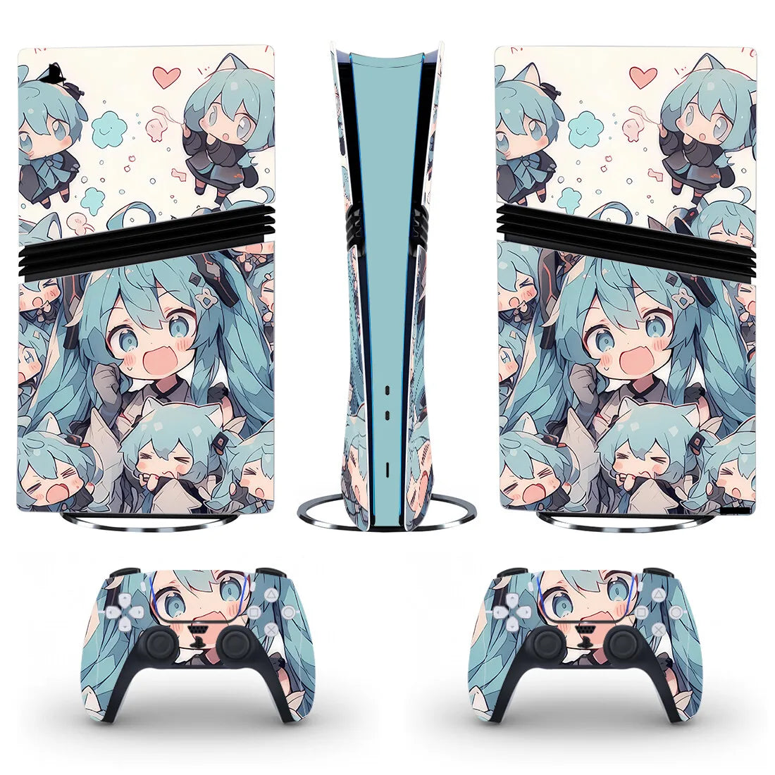 Adhesivo de vinilo para consola y 2 mandos PS5 Pro Digital, diseño de chica anime kawaii