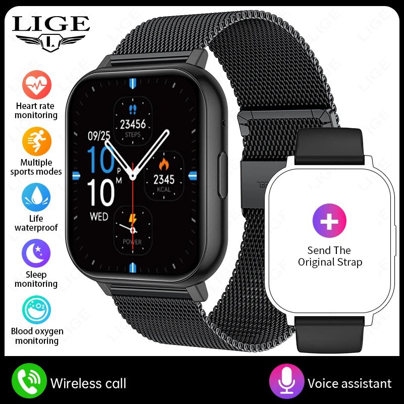 LIGE 2026 Nuevo reloj inteligente para mujer y hombre, reloj inteligente con llamadas Bluetooth, monitoreo de oxígeno en sangre y frecuencia cardíaca, regalo de vacaciones para mujer y hombre
