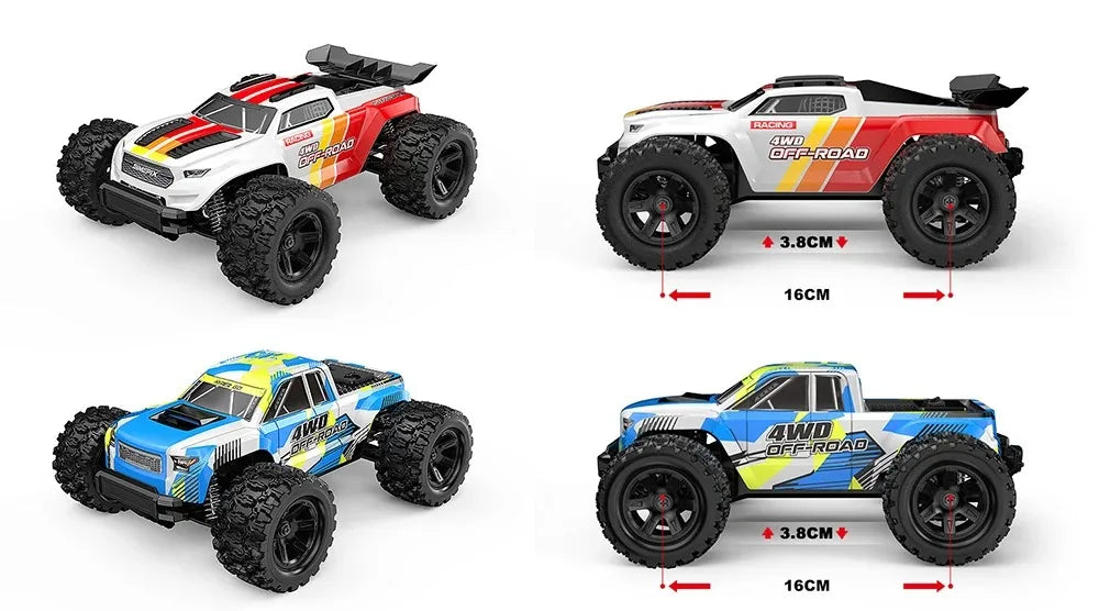 MJX HYPER GO 1:18 4WD 50km/h 18208 Coche de Control Remoto de Alta Velocidad, Monster Truck, Vehículo Todoterreno de Doble Carcasa, Coche de Juguete para Niños RTR