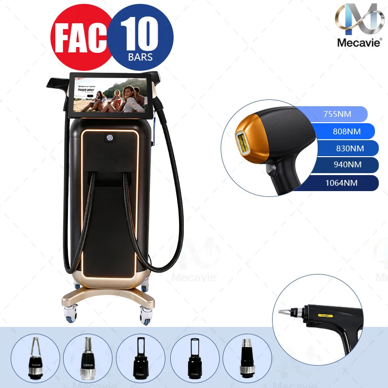 Máquina Vertical 2 en 1 de Depilación Láser de Diodo y Eliminación de Tatuajes con Picosegundos, Peeling de Carbono, Eliminación de Pigmentos de Cejas y Manchas