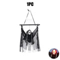 Colgante de fantasma pequeño con forma de calavera para Halloween, con luces eléctricas, ideal como accesorio para trucos y decoración de fiestas en bares, KTV y casas encantadas.