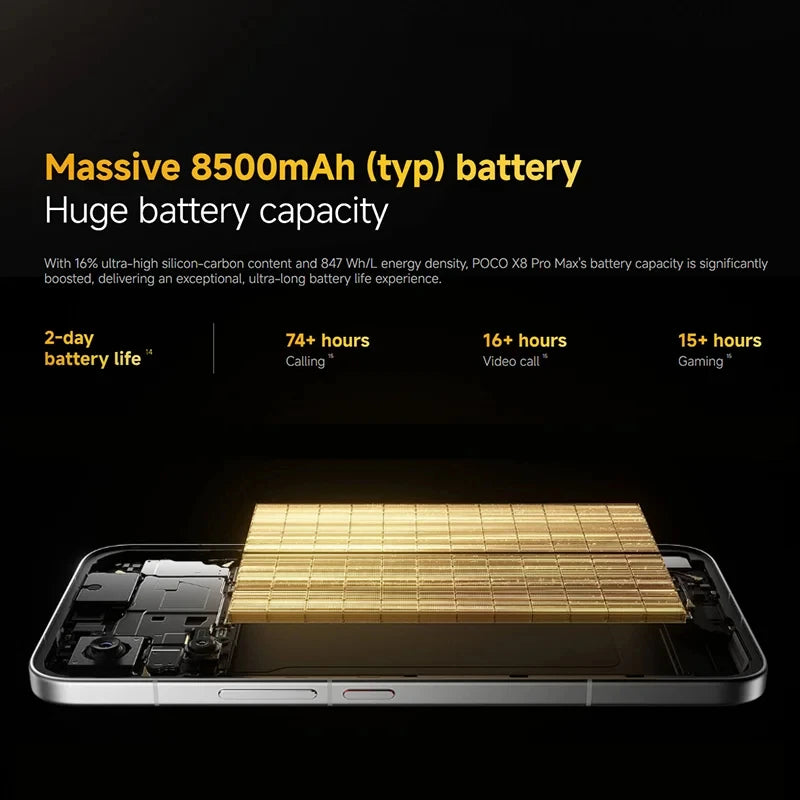 Teléfono móvil original POCO X8 Pro Max 5G NFC, batería grande de 8500 mAh, procesador MediaTek Dimensity 9500s, pantalla AMOLED de 6,83" a 120 Hz, carga rápida HyperCharge de 100 W