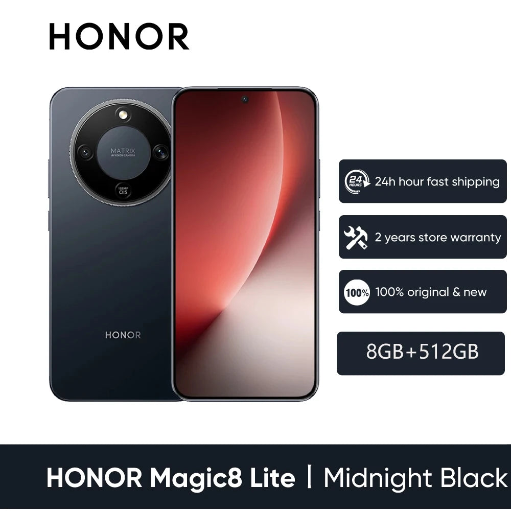 Nuevo smartphone HONOR Magic8 Lite versión UE 2026 5G, teléfonos móviles Android, AMOLED, Snapdragon 6 Gen 4, 7500 mAh, cámara IA de 108 MP con OIS