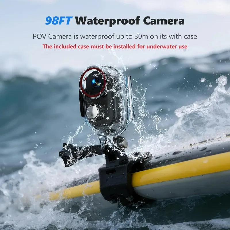 Cámara Deportiva 4K Resistente al Agua, Mini Cámara Magnética con EIS, Cámara Corporal Portátil con WiFi, Estuche de Carga, Tarjeta de 32G para Vlog