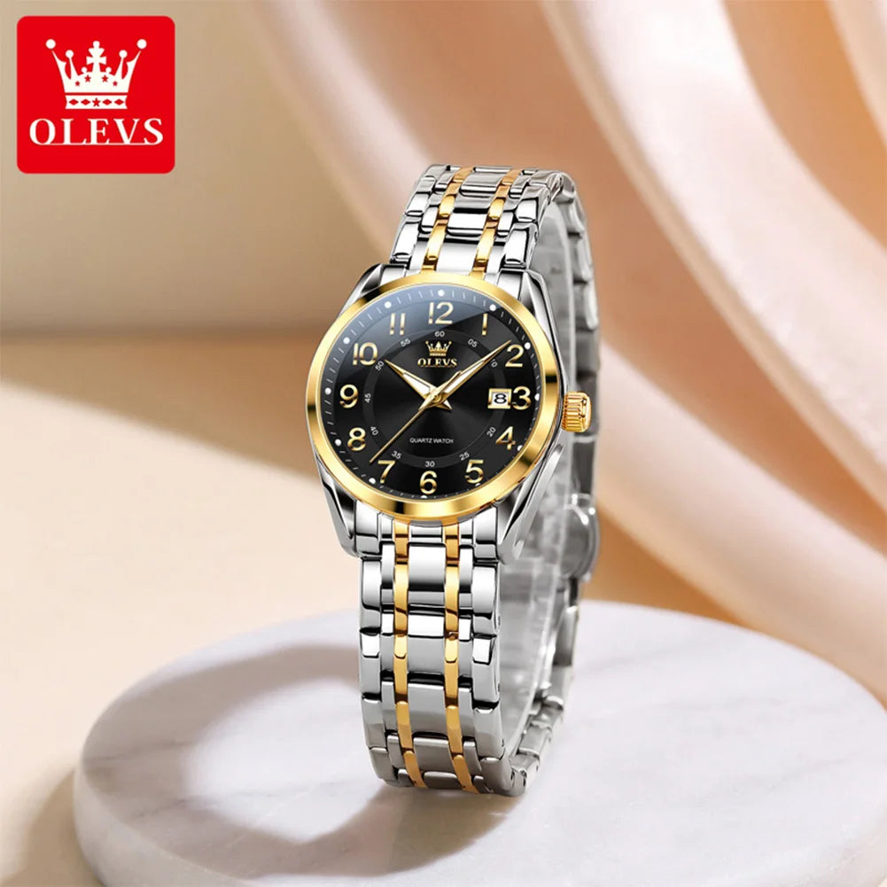 Relojes OLEVS para mujer, originales, con correa de acero, esfera digital clásica, calendario, resistente al agua, reloj de cuarzo, nuevo modelo 3666