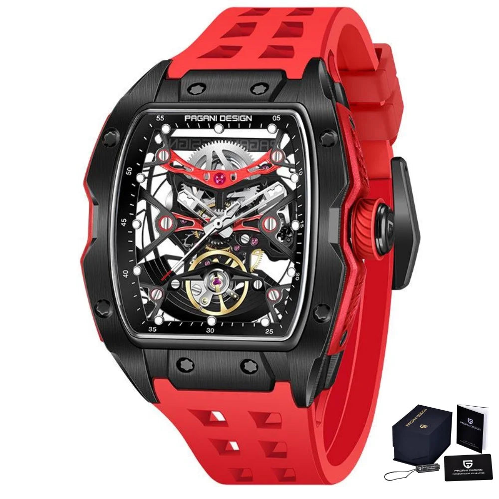 Reloj mecánico para hombre PAGANI DESIGN de 42 mm con esfera esqueletada, reloj automático de lujo con cristal de zafiro y resistente al agua hasta 50 m para hombre