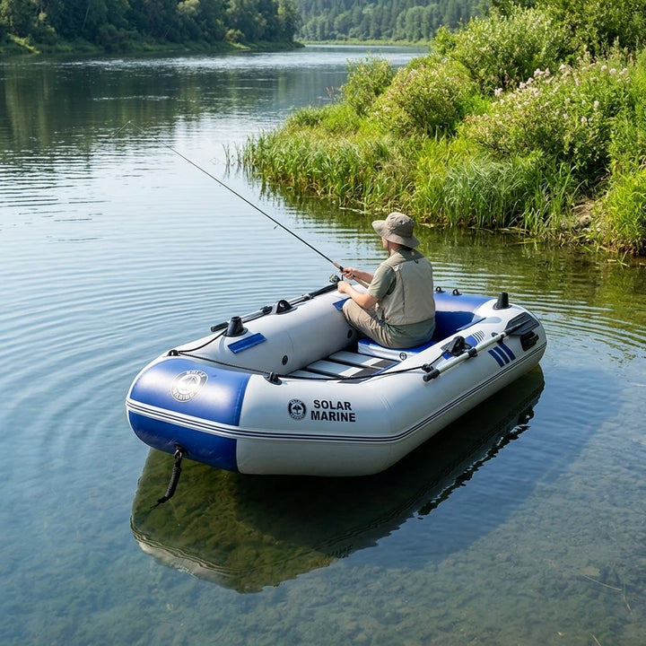 Kayak Inflable de PVC para 3 Personas, Modelo B230-1 de 230 CM, con Piso de Madera, para Pesca, con Remos y Accesorios, en Oferta