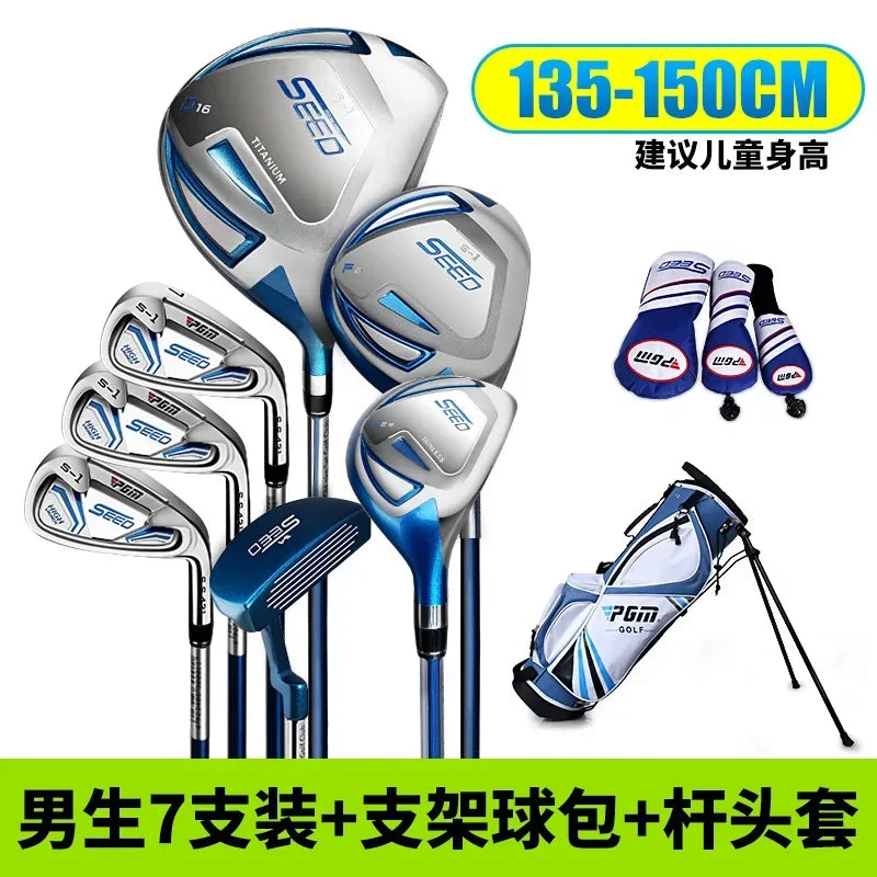 Juegos de palos de Golf PGM para niños de 120-165cm de altura, palos para niños, aprendizaje para niños, Putter de hierro y carbono, funda para cabeza, bolsa con soporte JRTG005new