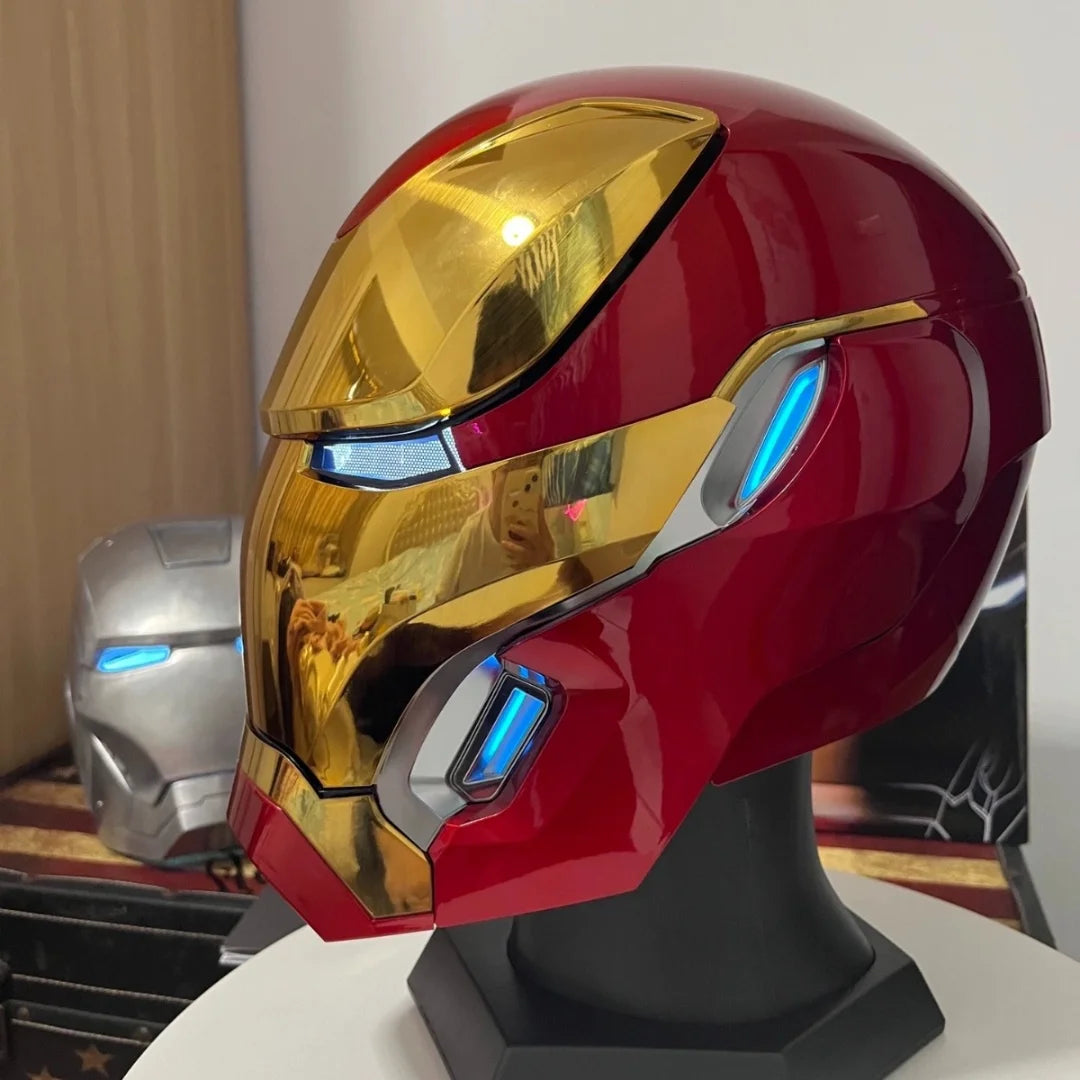 Casco de Iron Man Mk5 Mk50 Mk17, casco con control de voz Jarvis, luz LED, modelo de juguete de la serie para adultos, regalo de cumpleaños.
