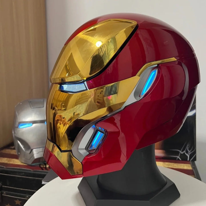 Casco de Iron Man Mk5 Mk50 Mk17, casco con control de voz Jarvis, luz LED, modelo de juguete de la serie para adultos, regalo de cumpleaños.