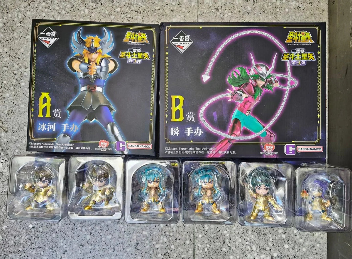 Nuevo en existencia: Figura de Bandai Saint Seiya, recompensa del primer sorteo, 3 juegos de figuras de Oro, Hyoga, Shun y Atenea, ideal para regalo