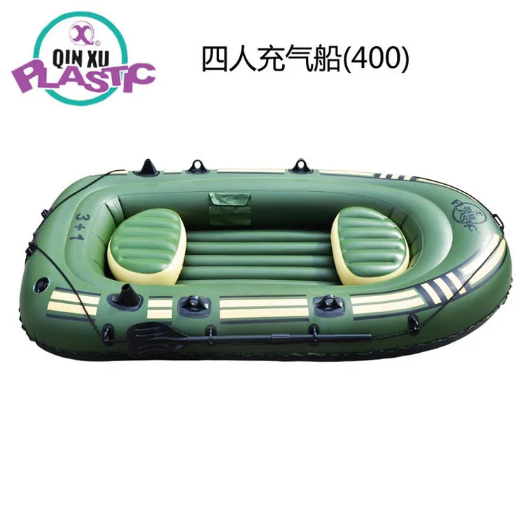 Bote inflable QINXU para deportes al aire libre, para 4 personas, reforzado, bote de goma, kayak, bote de pesca