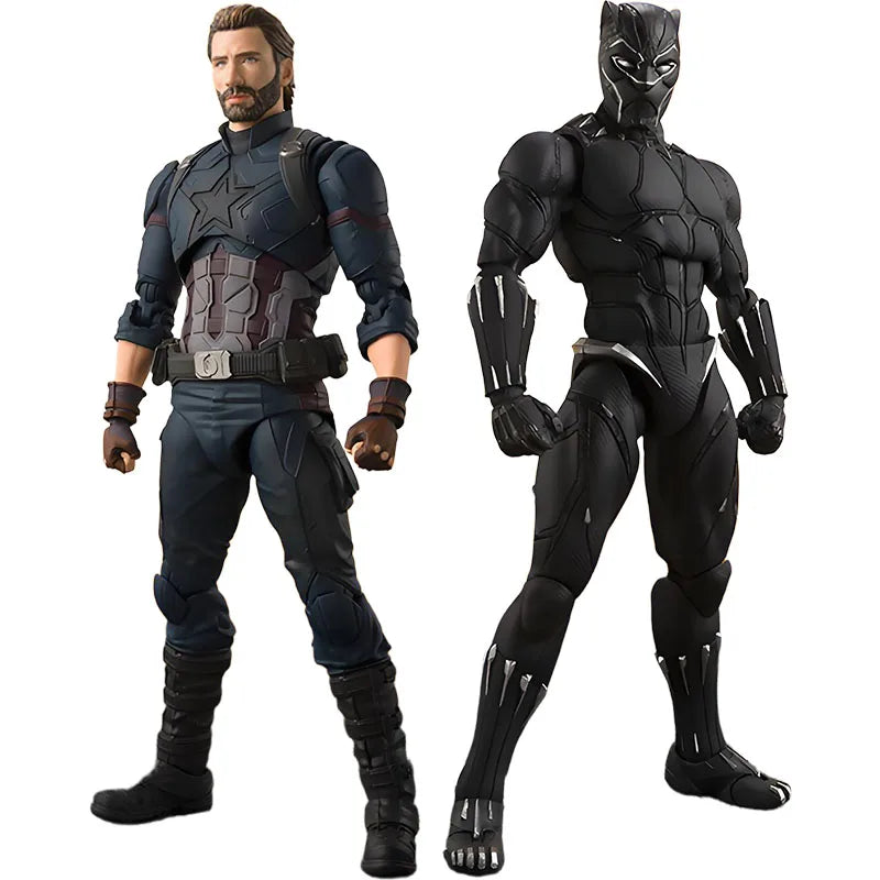 BANDAI Original S.H.Figuarts vengadores: Infinity War Capitán América y Pantera Negra Anime figuras de acción juguetes para niños Navidad