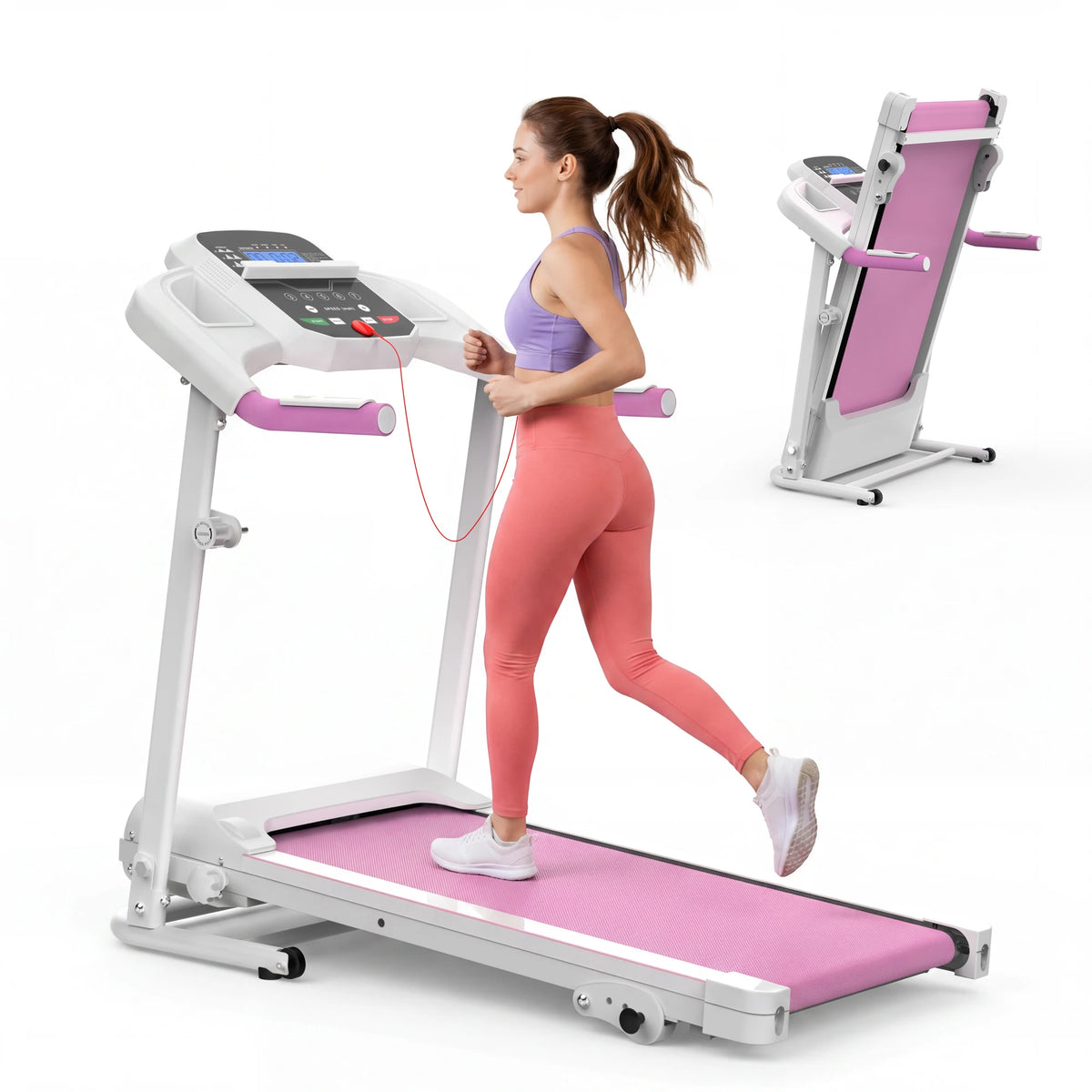 Caminadora plegable de 2,5 HP con inclinación, caminadora eléctrica compacta con asas para el hogar, máquina para correr portátil, pantalla LED, 3 modos de trabajo, cinturón antideslizante que absorbe los golpes, capacid