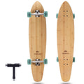 Patineta Longboard Flexible de 42 Pulgadas con Tabla de Bambú y Madera Dura de Arce, Estilo Kick Tail Cruiser