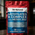 30 Parches Transdérmicos de Complejo B Metilado con Metilfolato y B12 para Energía, Función Cerebral y Bienestar