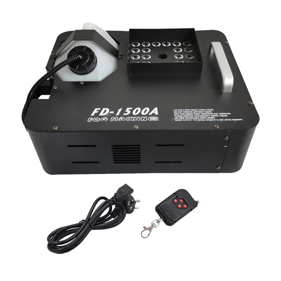 Máquina de humo antiniebla de 1500W, DMX, RGB, 24LED, efecto de luz de escenario, pulverizador Vertical remoto