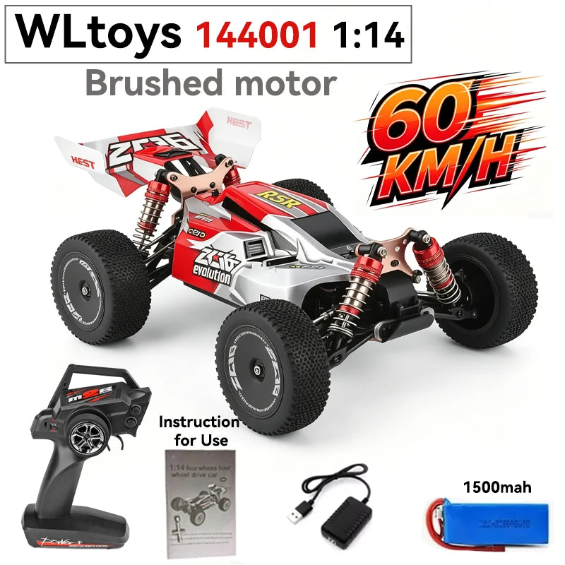 Coche RC de alta velocidad WLtoys 1/12 124017 - Vehículo eléctrico de drift 4WD sin escobillas de 75 km/h con control remoto 2.4G para carreras