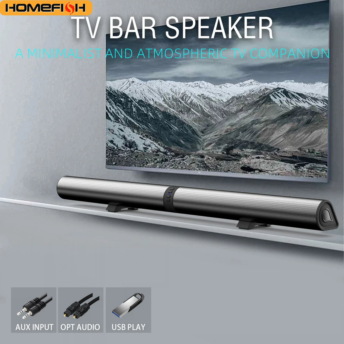 PHONEPACE Barras de sonido de TV desmontables 2 en 1 Bluetooth 5,3 Altavoz de TV de 2,2 canales para sistema de sonido envolvente óptico/Aux/USB