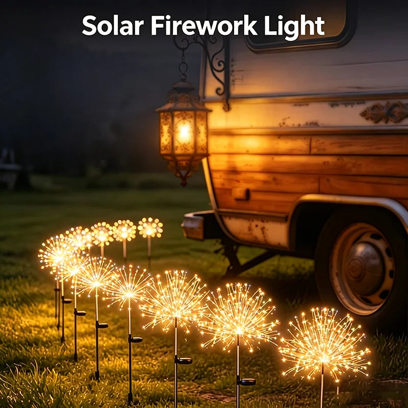 Solar Firework Lights Dandelion Lights Outdoor Waterproof Lawn Lights for Patio Garden Path Villa
