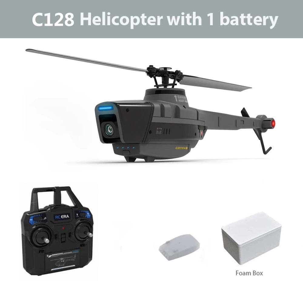 C128 2,4G RC helicóptero 4 hélices 720P cámara 6 ejes giroscopio electrónico presión de aire para altura Vs C127 C186 RC Drone