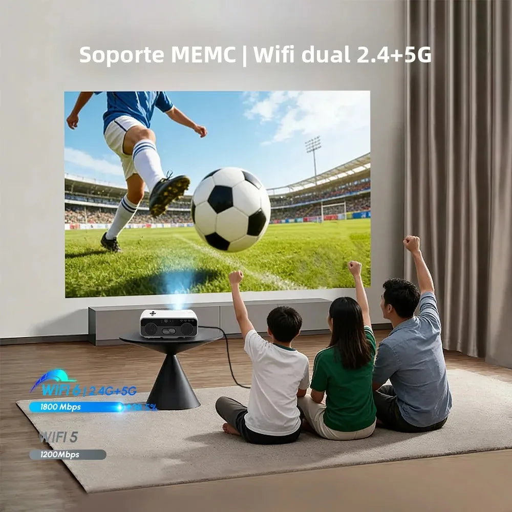 Nuevo Proyector Inteligente 4K con Netflix, Enfoque Automático, Proyector de Cine en Casa, WiFi6 5G, Bluetooth, MEMC, Proyector para Juegos y Películas, 2+64G, Dolby
