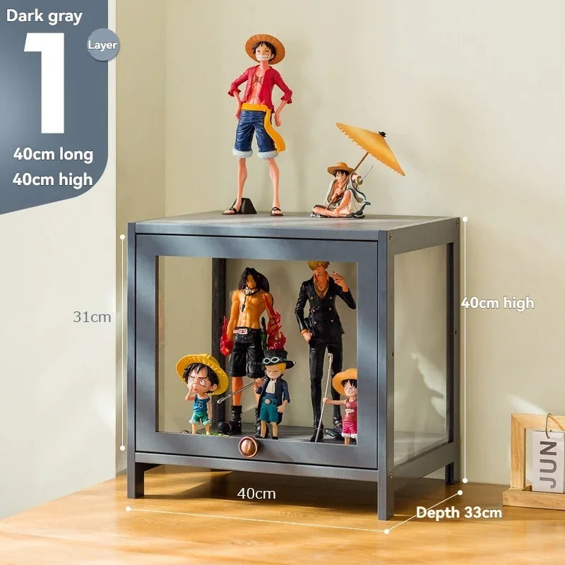 Vitrina hecha a mano, vitrina transparente a prueba de polvo con imitación de vidrio, caja de almacenamiento acrílica para juguetes Lego, estante para libros