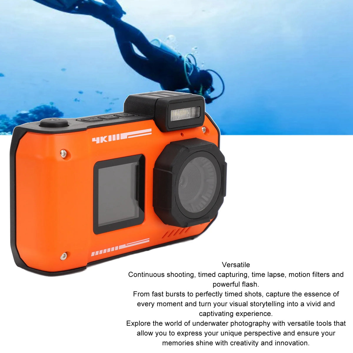 Cámara subacuática con Zoom óptico 10x, 2500mAh, 4K, 65MP, enfoque automático, cámara impermeable, linterna SOS, batería de 2500mAh para buceo