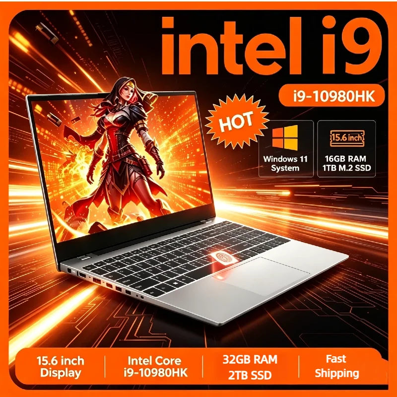 Nueva Laptop para Juegos de 15.6 Pulgadas 2026, Intel Core i9 10980HK, 32GB RAM, 2TB SSD, Win11, Desbloqueo por Huella Dactilar, Teclado Retroiluminado