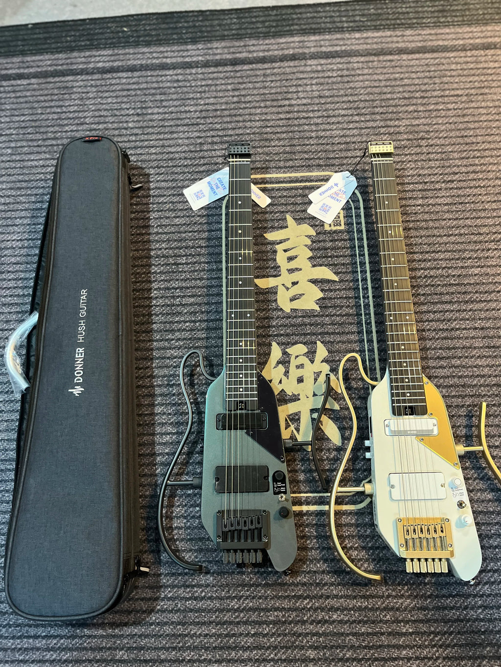 Donner HUSH-X PRO Guitarra Eléctrica Portátil sin Cabezal de 38 Pulgadas con Tecnología Lock y Diseño Zero Rock Starter