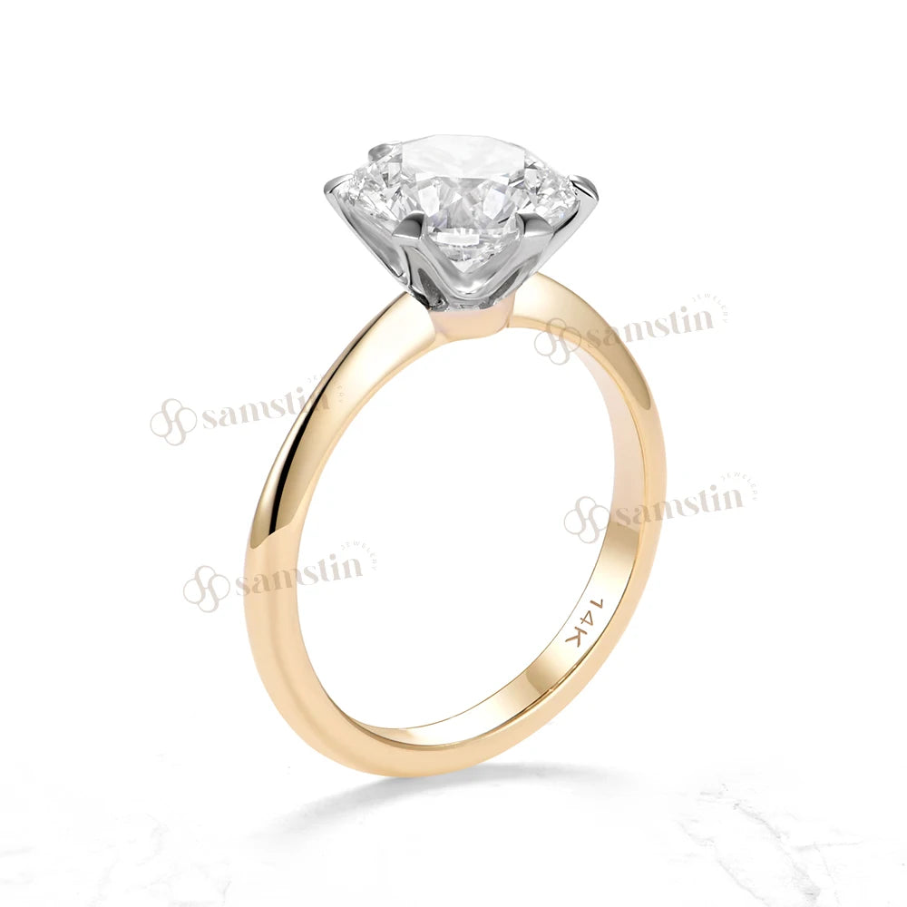 Anillo de Diamantes de Laboratorio Samstin IGI de 3CT para Mujer, Anillo de Diamantes de Dos Tonos de Oro Amarillo Sólido de 14K y 10K para Compromiso, Aniversario, Navidad