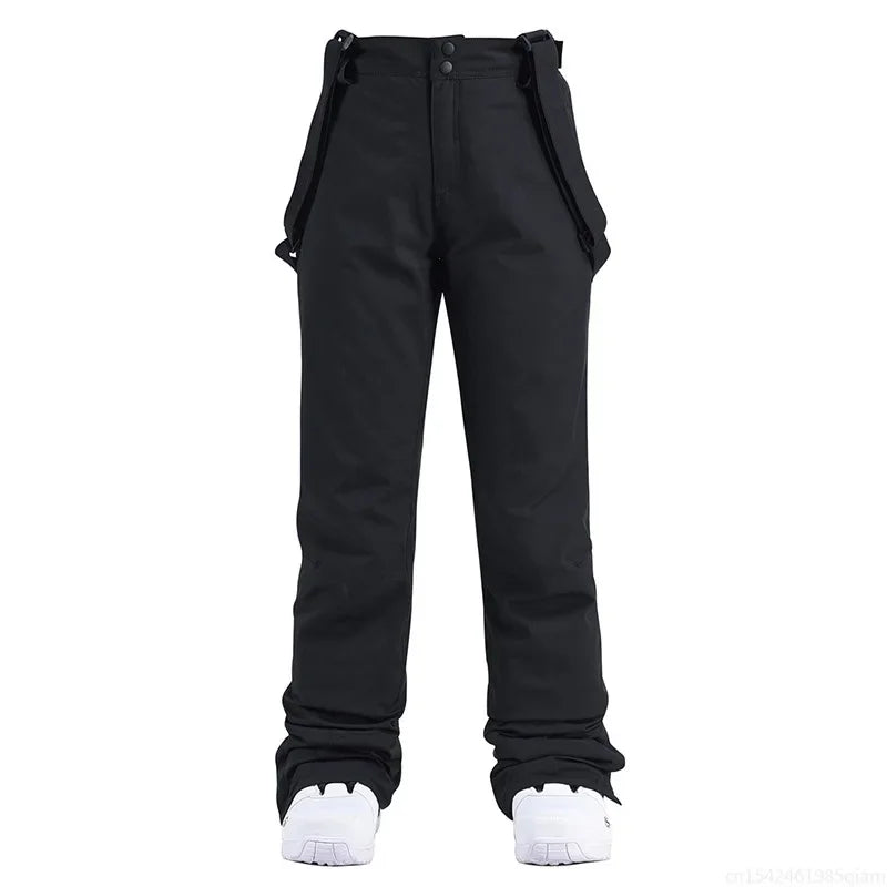 Pantalones de esquí para hombre y mujer, pantalones de esquí gruesos y cálidos de invierno, pantalones con tirantes impermeables a prueba de viento, pantalones de Snowboard de talla grande