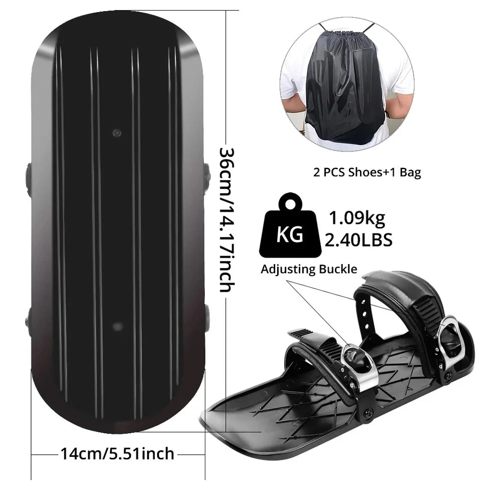 Esquís Cortos Mini Ajustables Portátiles con Botas, Skiboards, Snowblades para Adultos, Deportes de Invierno al Aire Libre, Esquí, Snowboard