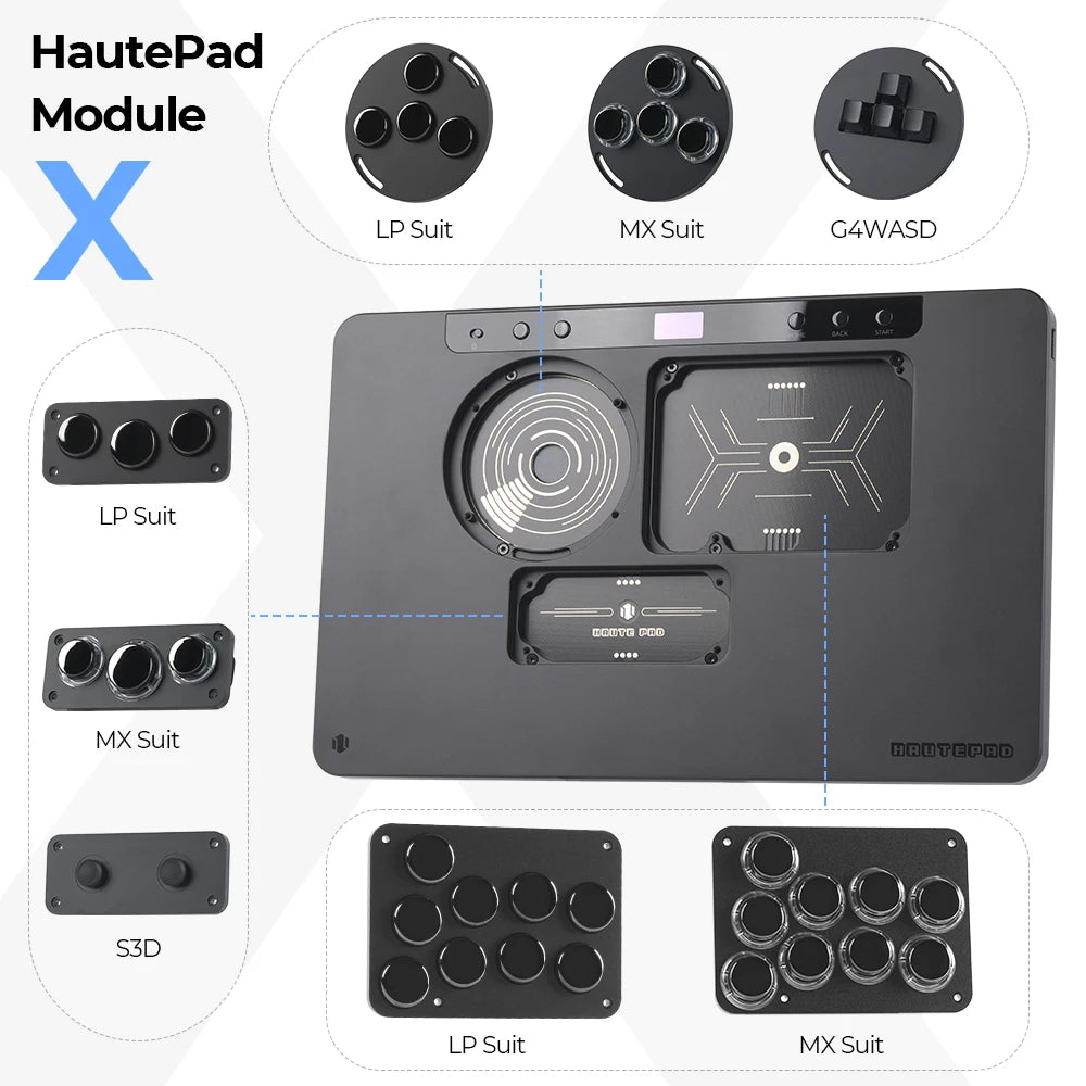 Controlador arcade Haute42 HautePad X Hitbox Leverless, Fight Stick sin palanca para PC/PS4/PS5, controlador tipo stickless con módulo LP/MX reemplazable