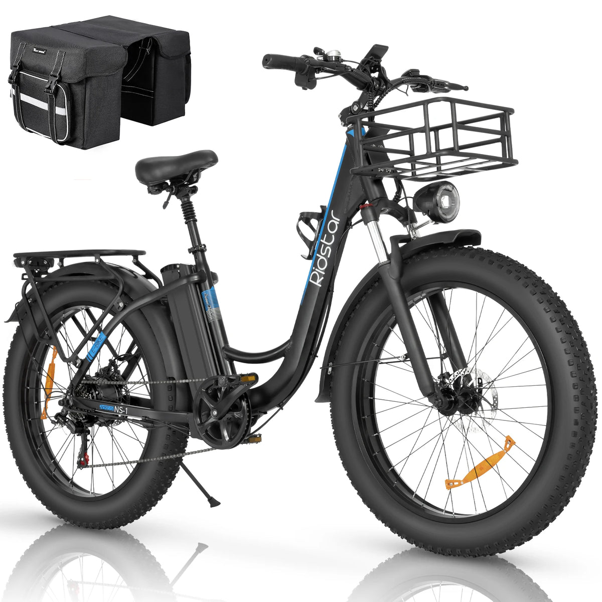 Bicicleta eléctrica Ridstar MN-26 2026, 48V 1500W, batería de 20AH, neumáticos Fat Tire de 26*4.0 pulgadas, bicicleta de montaña eléctrica para hombre para nieve, con bolsa, stock en la UE