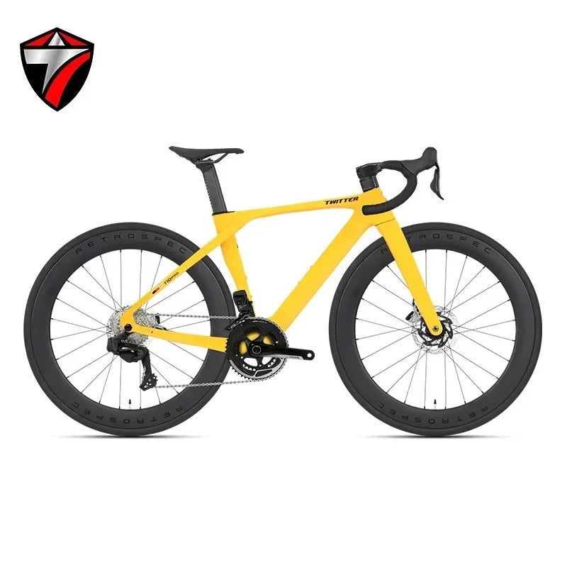 Bicicleta de carretera TWITTER T10pro con velocidad variable electrónica, bicicleta de 24 velocidades EDS TX7100, fibra de carbono T800, freno de disco hidráulico