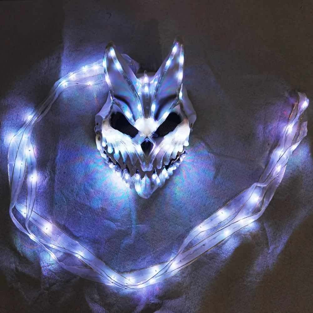 Máscara LED de oso y conejo con cambio remoto de Color, máscara de conejito de terror para Halloween, para fiesta de carnaval, Cosplay y vestir