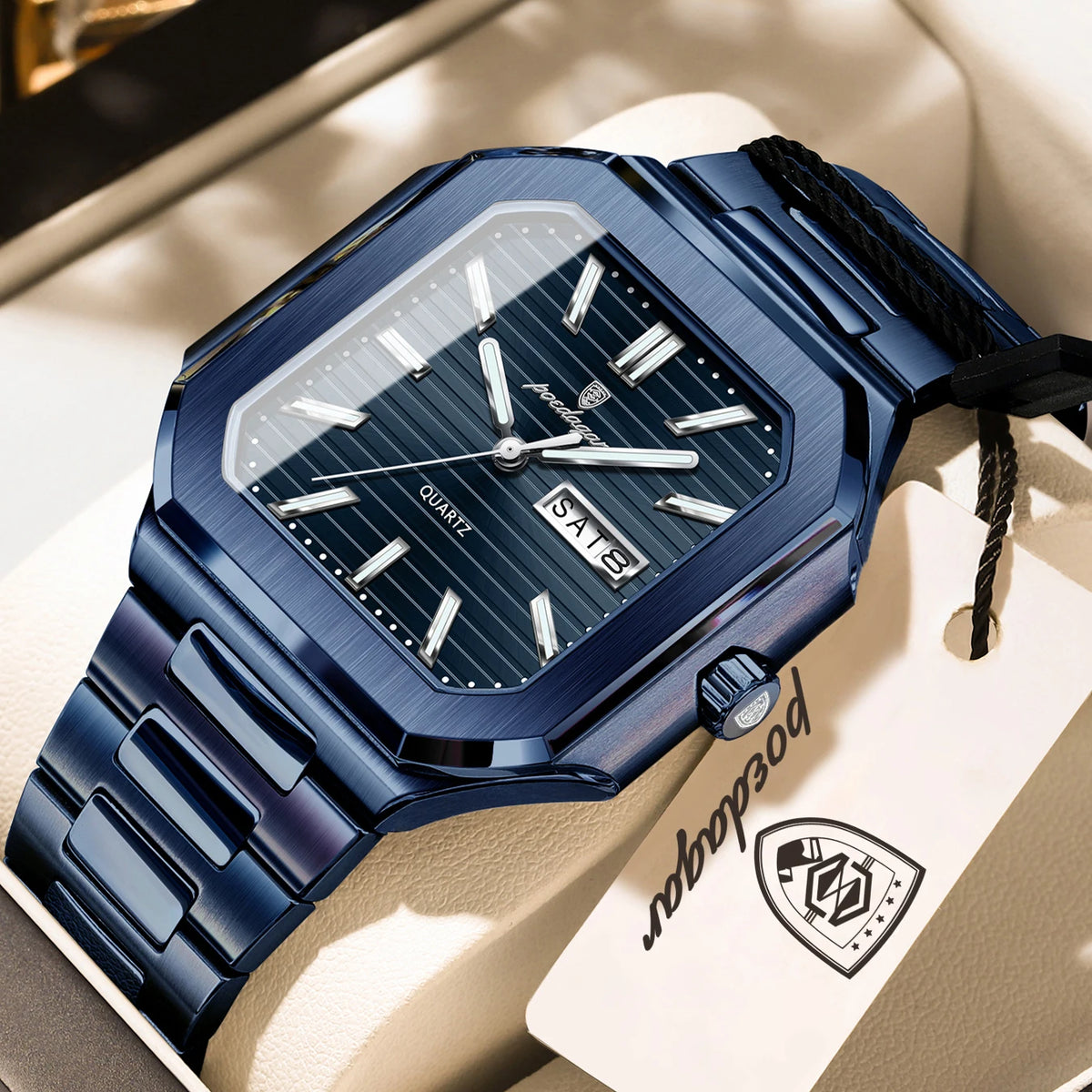 Reloj de cuarzo para hombre POEDAGAR, de negocios, impermeable, luminoso, con fecha y día, clásico, de acero inoxidable