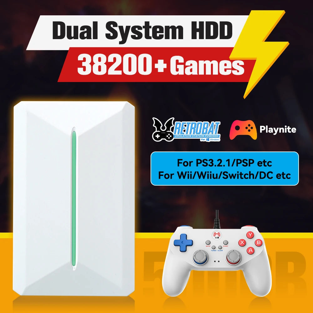 Consola de videojuegos retro con HDD para sistemas Retrobat y Playnite para PS3/PS2/WIIU/WII/Switch/MAME, más de 50 emuladores, 38,293 juegos y 42 juegos AAA para PC