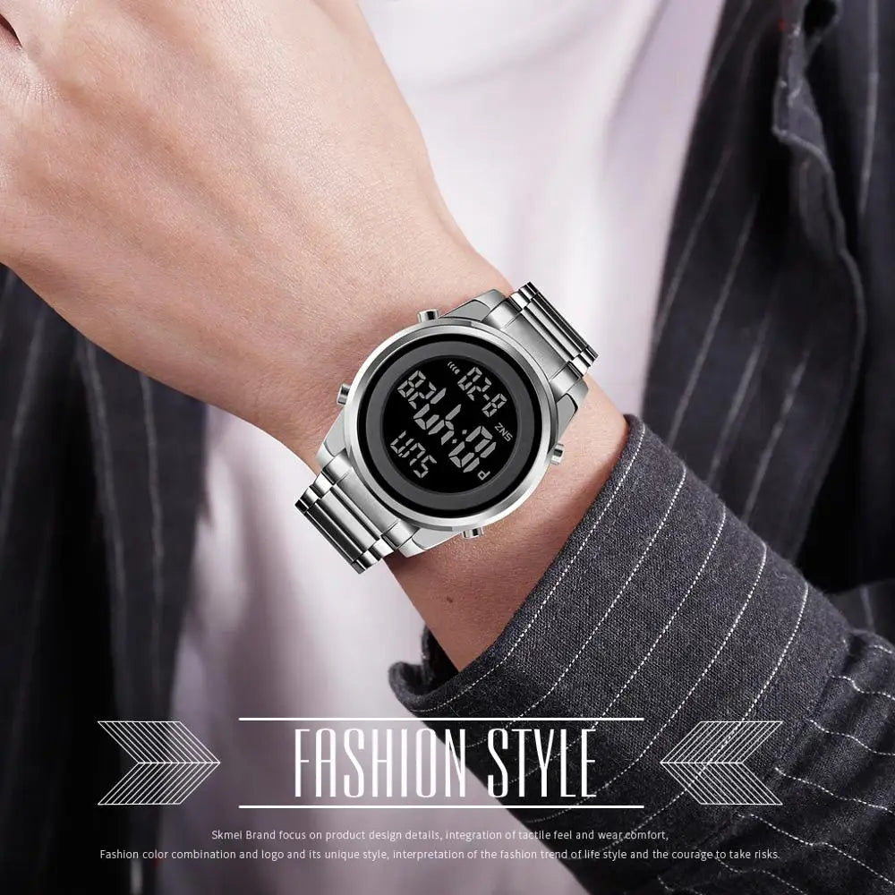 Reloj digital deportivo SKMEI de lujo para hombre, resistente al agua, de acero inoxidable, reloj de pulsera electrónico para caballero, modelo 1611
