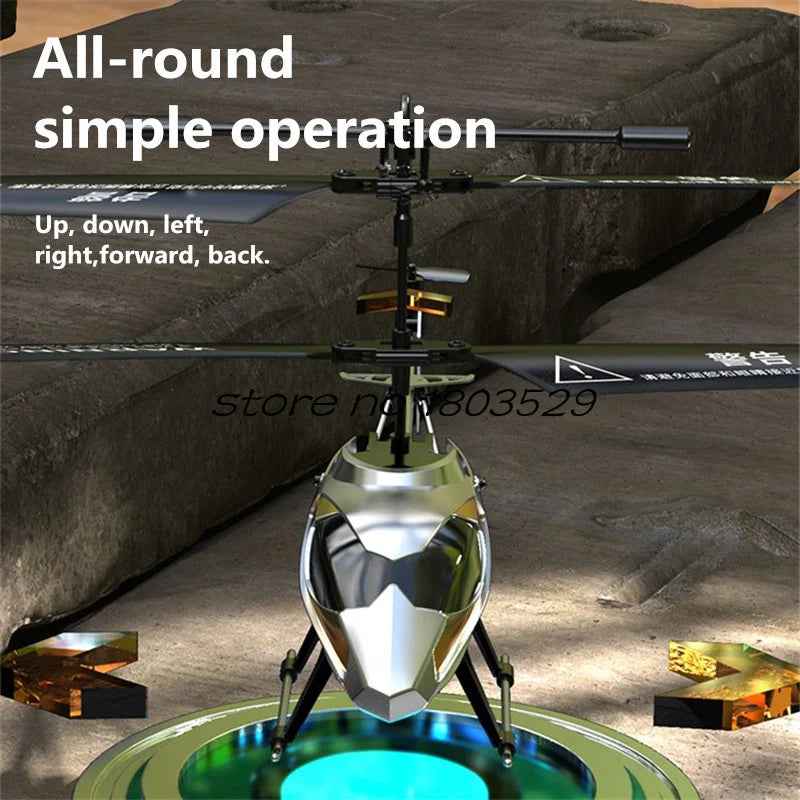 Helicóptero RC de control remoto eléctrico de altura fija inteligente 3.5CH, cuerpo de metal con doble sistema de dirección 2.4G, iluminación aérea, helicópteros RC con efectos de luz.