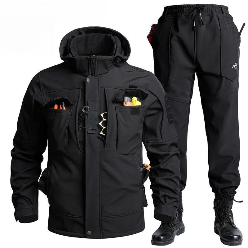 Conjunto de Dos Piezas Unisex para Otoño e Invierno, Forrado de Forro Polar, Impermeable, Cortavientos, para Esquí, Snowboard, Escalada, Ropa de Trabajo, Conjunto Cálido
