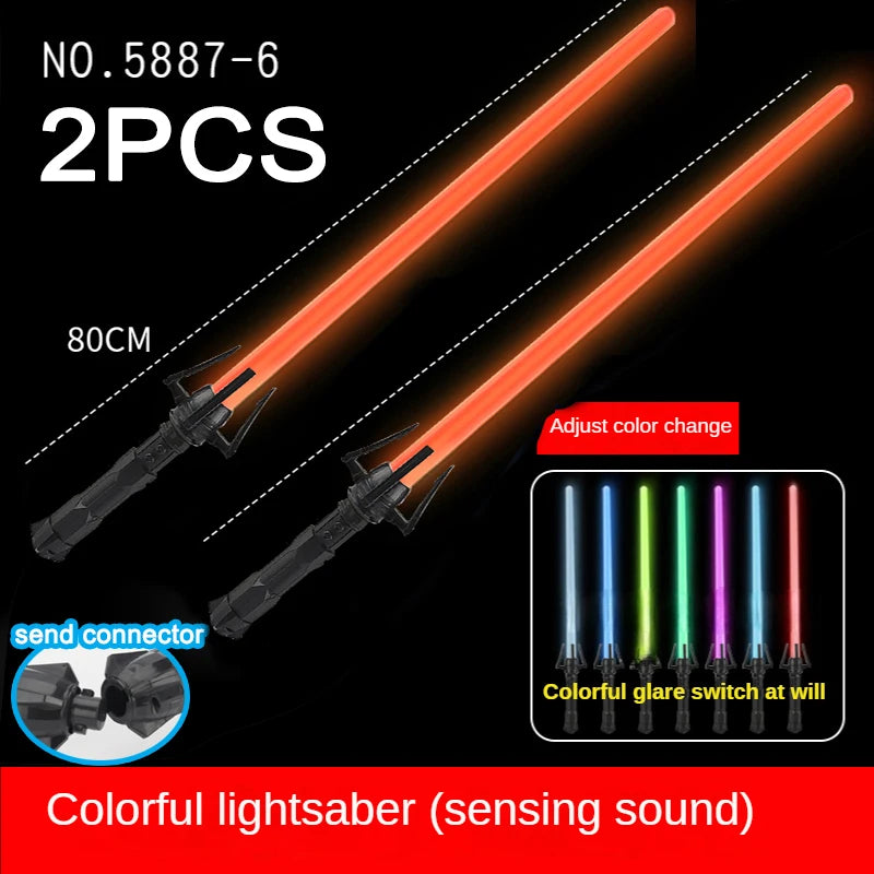 Nuevo sable de luz de 80/66 cm para duelo, espada láser RGB, juguete con 7 colores, sable de luz Force FX para niños, juguete FOC, regalo de espada láser Jedi, 2 unidades