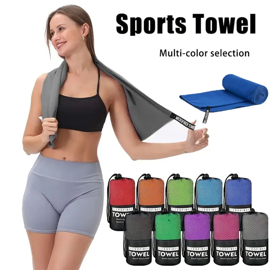 Toalla de Playa de Microfibra Ultraligera de Secado Rápido con Bolsillo, Toalla Deportiva Absorbente Portátil para Piscina, Gimnasio, Fitness, Yoga