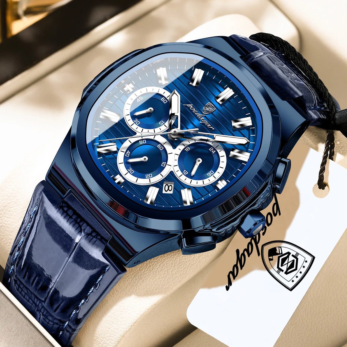 POEDAGAR Sports Top Men Watch Waterproof Luminous Date Chronograph Man Wristwatch Leather Casual Quartz Men’s Watches Male Reloj