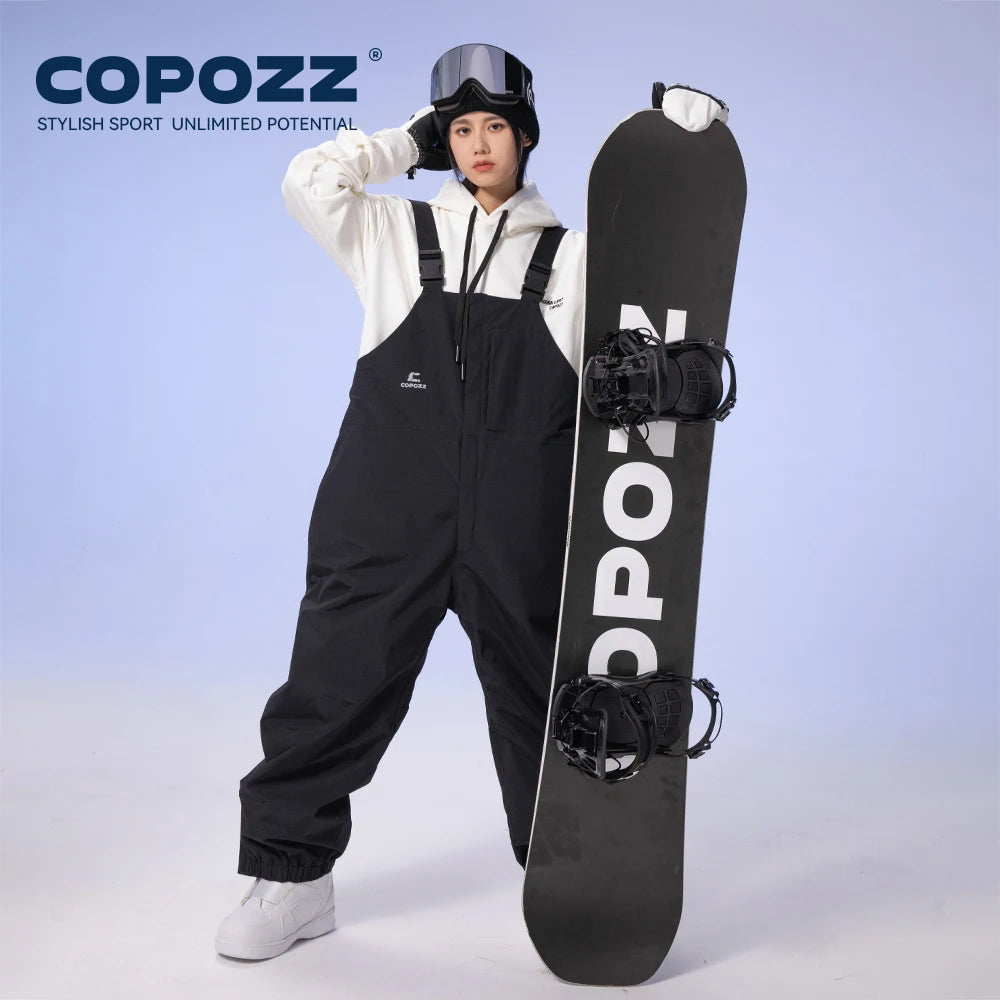 COPOZZ-pantalones de esquí gruesos para Snowboard, monos impermeables todo en uno de gran tamaño a prueba de viento, mono cálido para exteriores de 3L para hombres y mujeres