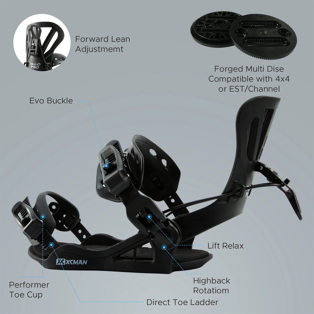 Fijaciones de snowboard XCMAN Step-in Style, ligeras, de entrada trasera, para hombre/mujer, fáciles de poner y quitar, para todo tipo de terreno.